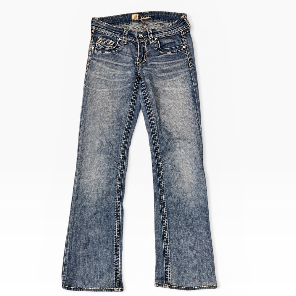 Kut from the Kloth Bootcut Jeans Size 2 Low Rise Stretch Bling Western Stitching